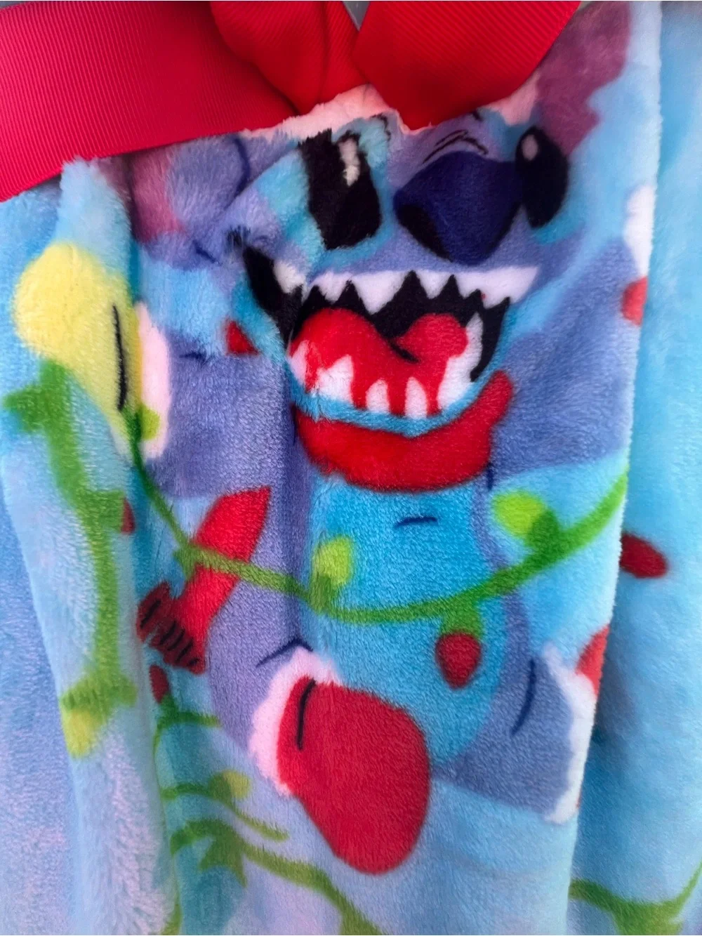Disney Plush Stitch Holiday Throw Blanket
